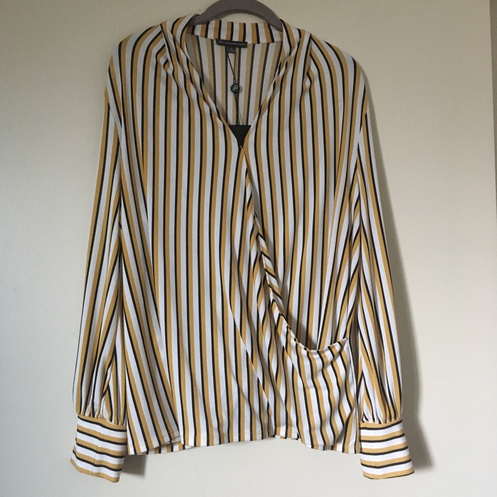 NWT Adrianna Papell Wrap Front Long Sleeve Top 1X